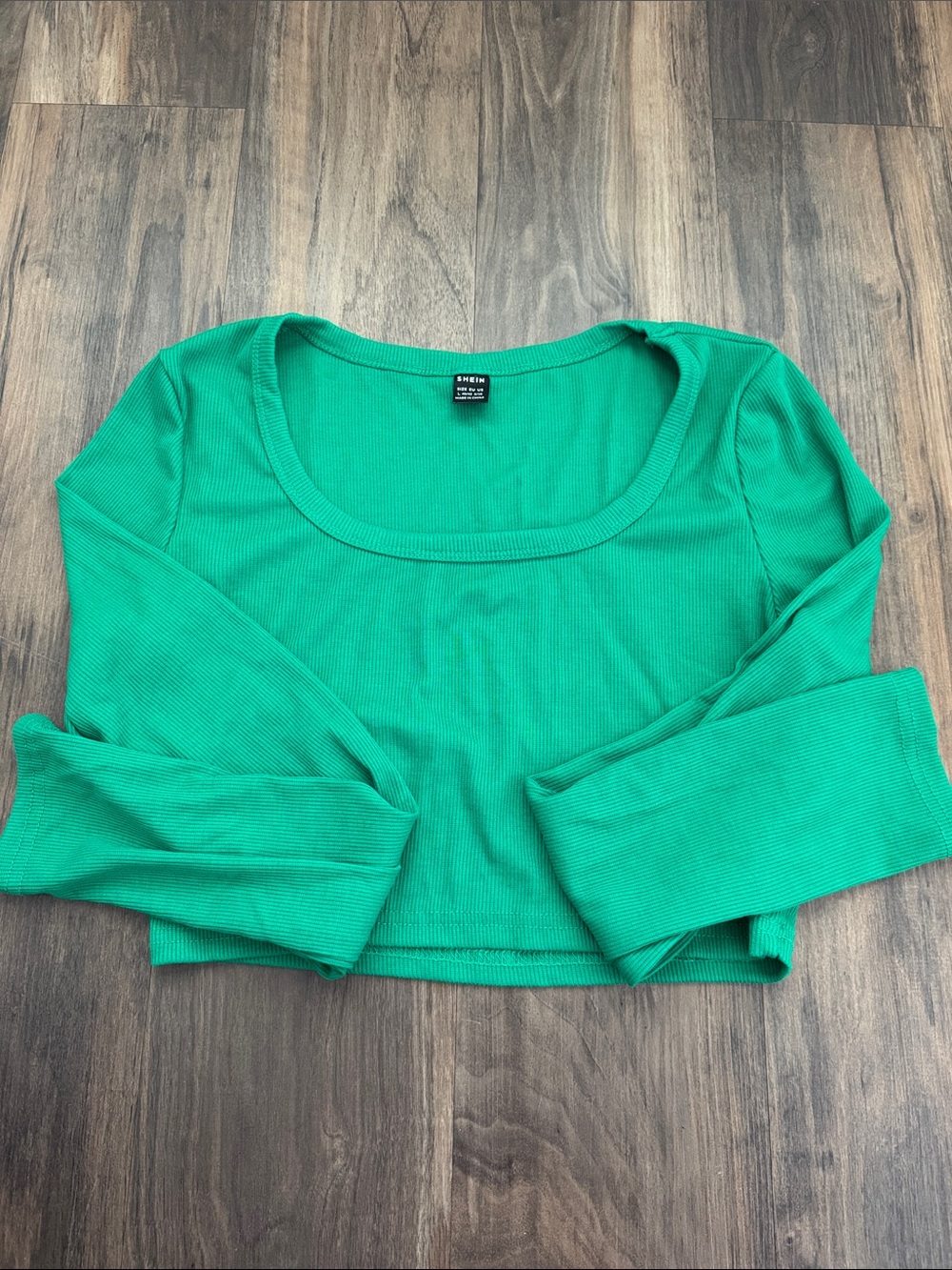 SHEIN Emerald Green Ribbed Scoop Neck Crop Top